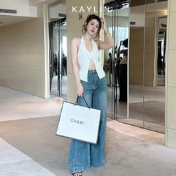 Thumbnail Quần JEAN KAYLIN Basic form suông ống loe chất vải denim dầy dặn phong cách - N2153 3