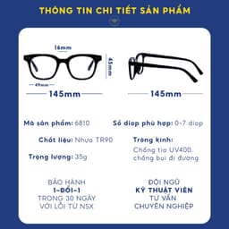 Thumbnail Gọng kính cận nam nữ mắt vuông chữ V phụ kiện thời trang Lilyeyewear 682310 4