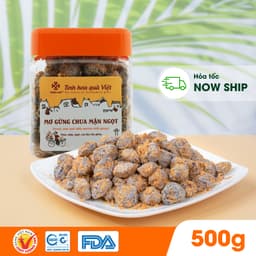 Thumbnail Ô mai (xí muội) mơ gừng chua mặn ngọt Hồng Lam, dạng hộp và gói. Có vị chua, mặn, ngọt của gừng 3