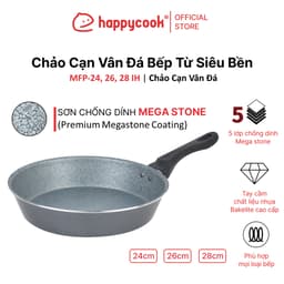 Thumbnail Chảo Cạn Vân Đá Bếp Từ Siêu Bền Mega Stone 24, 26 28cm,  HAPPYCOOK 1