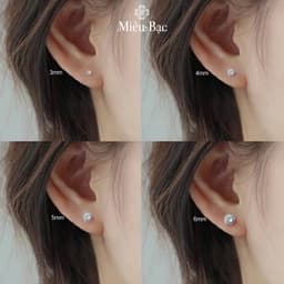 Thumbnail Khuyên tai bạc nữ MIÊU BẠC hoa tai nữ chất liệu Bạc thiết kế chốt bi xoáy cá tính Phong cách Hàn Quốc 3