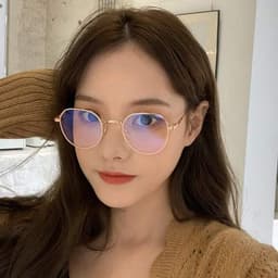 Thumbnail Kính cận có độ sẵn 0 - 6 độ nam nữ mắt tròn, gọng kim loại viền dày 7K3514. Tròng chống UV, ánh sáng xanh, đổi màu 2