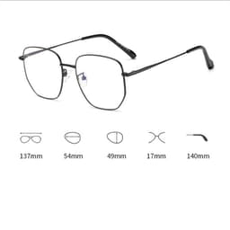 Thumbnail Kính cận có độ sẵn 0 - 6 độ nam nữ mắt vuông kim loại màu đen, bạc, vàng 7K2970. Tròng 0 độ chống tia UV, ánh sáng xanh 2