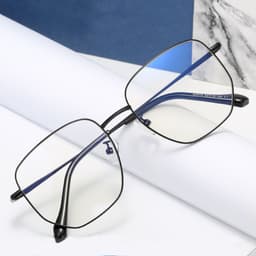 Thumbnail Kính cận có độ sẵn 0 - 6 độ nam nữ mắt vuông kim loại màu đen, bạc, vàng 7K2970. Tròng 0 độ chống tia UV, ánh sáng xanh 3
