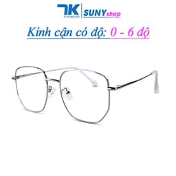 Thumbnail Kính cận có độ sẵn 0 - 6 độ nam nữ mắt vuông kim loại màu đen, bạc, vàng 7K2970. Tròng 0 độ chống tia UV, ánh sáng xanh 1
