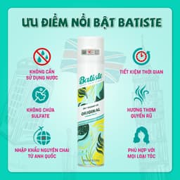 Thumbnail Dầu gội khô Batiste Dry Shampoo, giúp làm tóc bồng bềnh, loại bỏ dầu thừa, bết dính - 200ml 2