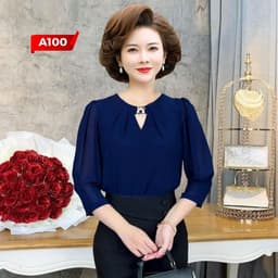Thumbnail Áo Kiểu Nữ MAI THY A100, Mẫu Sơ Mi Xếp Ly Tay Lỡ Phối Phụ Kiện Phong Cách Tây Âu Thanh Lịch | Thời Trang Công Sở Nữ U30 1