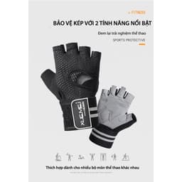Thumbnail Găng Tay Thể Thao Tập Gym Có Miếng Đệm Dày Thoáng Khí Chống Trơn Trượt Có Kèm Dây Quấn 2