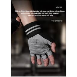 Thumbnail Găng Tay Thể Thao Tập Gym Có Miếng Đệm Dày Thoáng Khí Chống Trơn Trượt Có Kèm Dây Quấn 4
