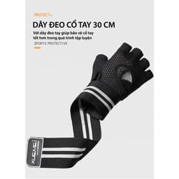 Thumbnail Găng Tay Thể Thao Tập Gym Có Miếng Đệm Dày Thoáng Khí Chống Trơn Trượt Có Kèm Dây Quấn 3