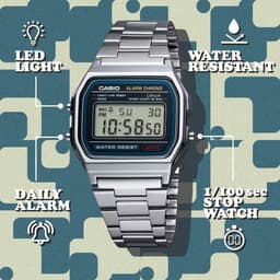Thumbnail Đồng hồ nam dây kim loại CASIO A158WA-1DF chính hãng 1