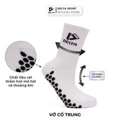 Thumbnail DELTA Vớ Tất Thể Thao Cổ Trung Nam Nữ Cao Cấp, Co Giãn 4 Chiều, Thoáng Khí, Thấm Hút Mồ Hôi SO007U0 4