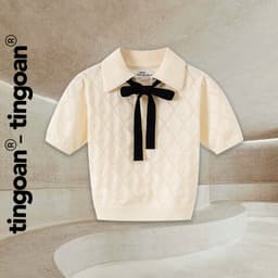 Thumbnail TINGOAN® - Áo len be crop bề mặt len hoạ tiết quả trám chi tiết buộc nơ YURI YURI TOP/NUDE PHIÊN BẢN MỚI NHẤT T6/24 1