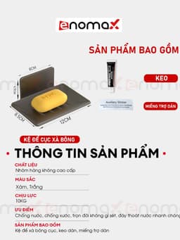 Thumbnail Kệ đựng bánh xà phòng Enomax nhà tắm gọn gàng, tiện lợi, chất liệu Nhôm Hàng Không, chống gỉ sét, chống ăn mòn (Eno 0173 4