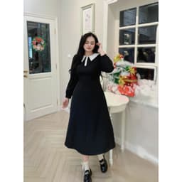 Thumbnail Đầm cổ polo phối trắng tay dài BIGSIZE (55kg đến 95kg) - 23YD93 - [BU Bigsize Young] 1