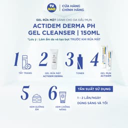 Thumbnail GEL RỬA MẶT ACTIDEM TRẮNG HỒNG XANH DERMA/SENSITIVE/PURIFYING GEL CLEANSER 30/150/180ml - Từ Hảo 3