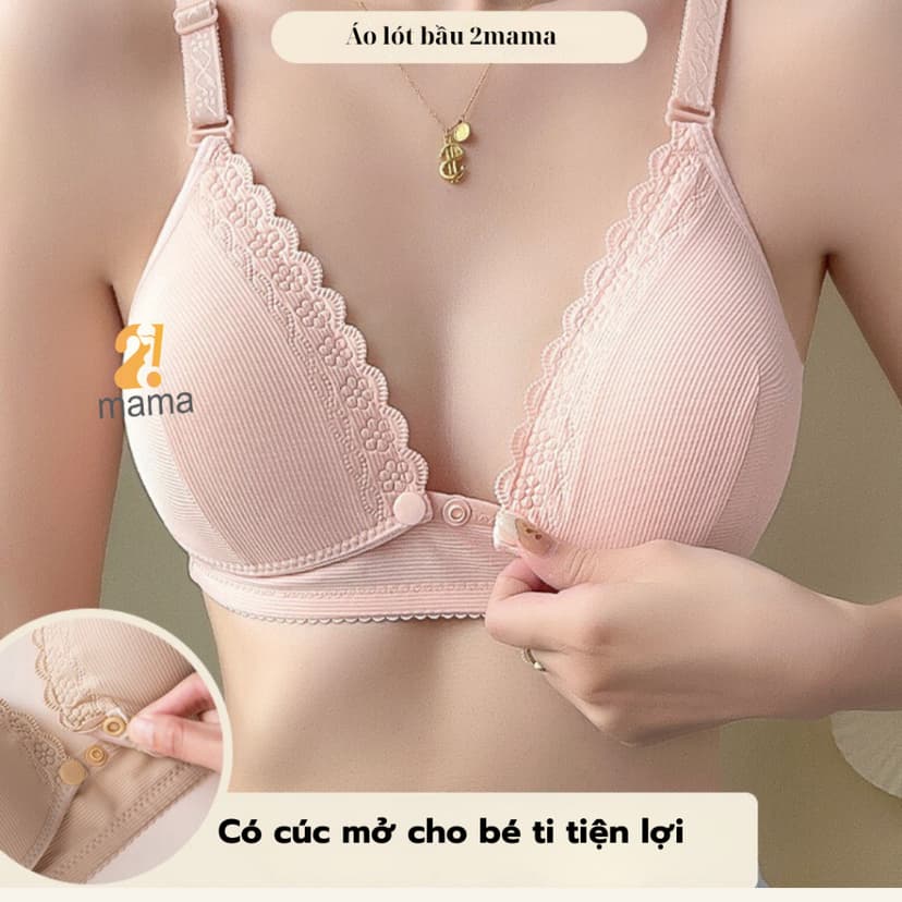 Ảnh Áo lót bầu cho con bú 2mama chất su tăm mềm mại, không gọng nâng ngực, chống chảy sệ có cúc cho bé ti 288 3