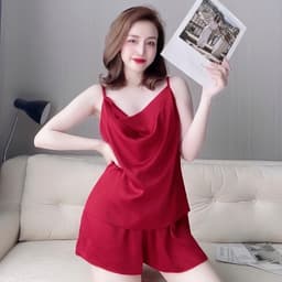 Thumbnail Đồ Bộ Mặc Nhà Hai Dây Quần Đùi Lụa Satin Hisexy MS12 1
