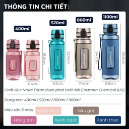 Thumbnail Bình đựng nước bằng nhựa tritan cao cấp DandiHome Uzspace 400/520/800/1100ml 3