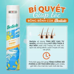 Thumbnail Dầu Gội Khô Batiste Tươi Mát Tức Thì - Batiste Dry Shampoo Light & Breezy Fresh 200ml 4