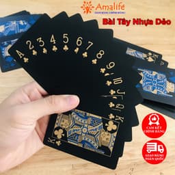 Thumbnail Bài Tây Poker Nhựa Dẻo Nền Đen Vàng Bạc Chọn Màu – Bài Tây Nhựa Chống Thấm Nước Chống Gập Các Loại Chính Hãng Amalife 1