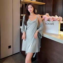 Thumbnail Áo khoác kèm đầm hisexy chất lụa satin cao cấp AK01MD12 1