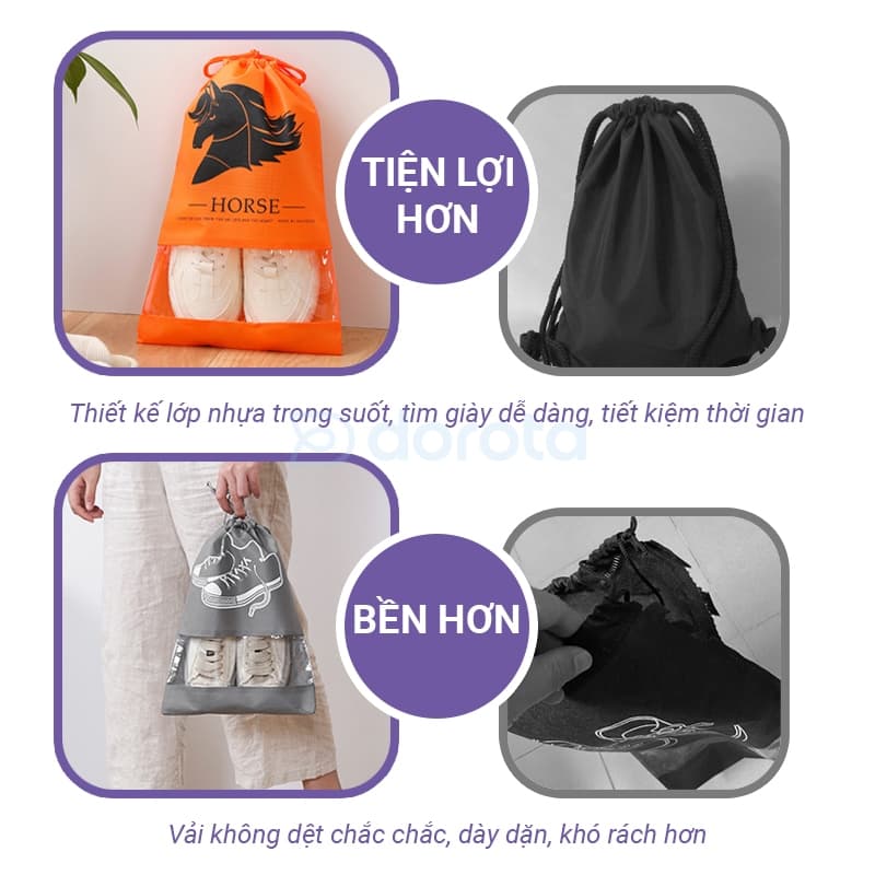Ảnh Túi đựng giày du lịch chống bụi bẩn, túi bảo quản giày có dây rút nhỏ gọn bỏ vali TG1 2
