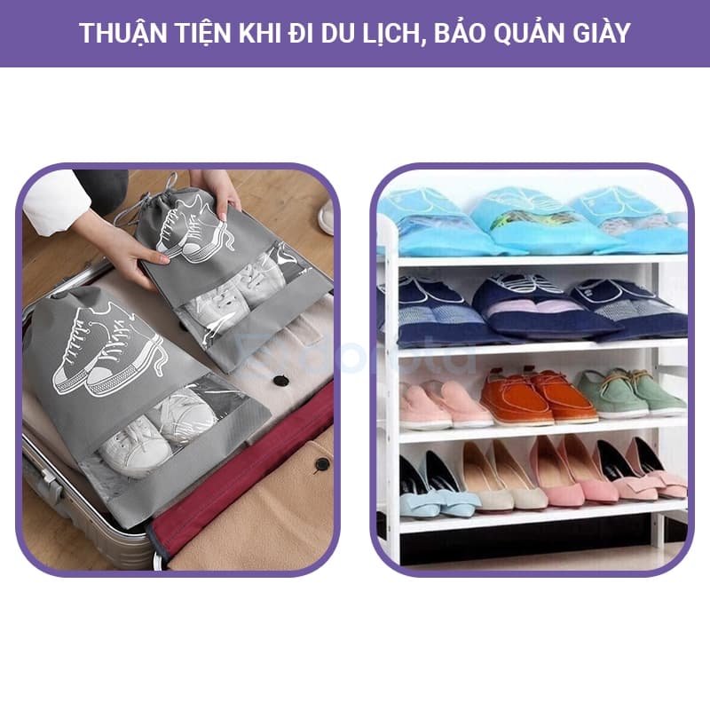 Ảnh Túi đựng giày du lịch chống bụi bẩn, túi bảo quản giày có dây rút nhỏ gọn bỏ vali TG1 1