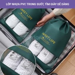 Thumbnail Túi đựng giày du lịch chống bụi bẩn, túi bảo quản giày có dây rút nhỏ gọn bỏ vali TG1 4