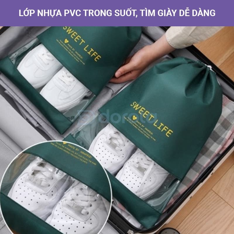 Ảnh Túi đựng giày du lịch chống bụi bẩn, túi bảo quản giày có dây rút nhỏ gọn bỏ vali TG1 4