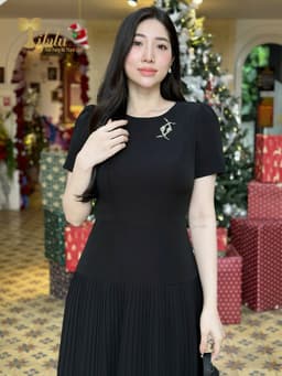 Thumbnail Váy nữ Đầm dự tiệc Zol by TIFALU dáng xòe A màu đen sang trọng - ZOL725BLK 1