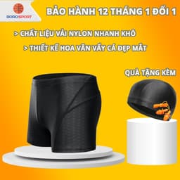 Thumbnail Quần Bơi Nam Tặng Kèm Nón Bơi Bịt Tai Quần Bơi Nam 2 Lớp Ngắn Hoa Văn Vây Cá Mập Thoát Nước Nhanh Cleacco CMN Boro Sport 2