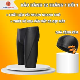 Thumbnail Quần Bơi Lửng mẫu mới 2025 Kèm Nón Bơi Nam Hoa Văn Vây Cá Mập Co Giãn Thoát Khí Nhanh Khô Cleacco QBL Boro Sport 1