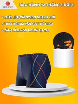 Thumbnail Quần Bơi Nam Tặng Kèm Nón Bơi Silicone Quần Bơi Thiết Kế Sọc Chất Liệu Polyester Spandex Cleacco QBS Boro Sport 1
