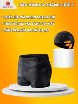 Thumbnail Quần Bơi Nam Tặng Kèm Nón Bơi Bịt Tai  Hoa Văn Camo Thoát Nước Nhanh Cleacco CMNCM Boro Sport mẫu mới 2025 1