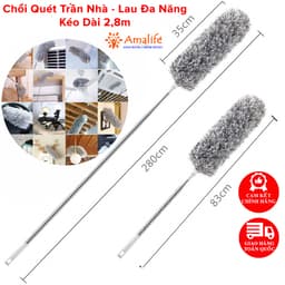 Thumbnail Chổi Phất Trần Lau Chùi Quét Trần Nhà Bụi Bẩn Mạng Nhện Trên Cao Có Cán Inox Điều Chỉnh Độ Dài Tới 2,8m Hãng Amalife 1