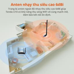 Thumbnail Bộ Chuyển Đổi USB WiFi Tenda U10 chuẩn AC tốc độ 650Mbps - Hàng Chính Hãng 3