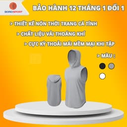 Thumbnail Áo Ba Lỗ Có Nón Cực Thoáng Khí Áo Tank Top Tập Gym Chạy Bộ Bóng Rổ Thể Thao Chất Liệu Mát Mẻ Cleacco BX002 Boro Sport 2