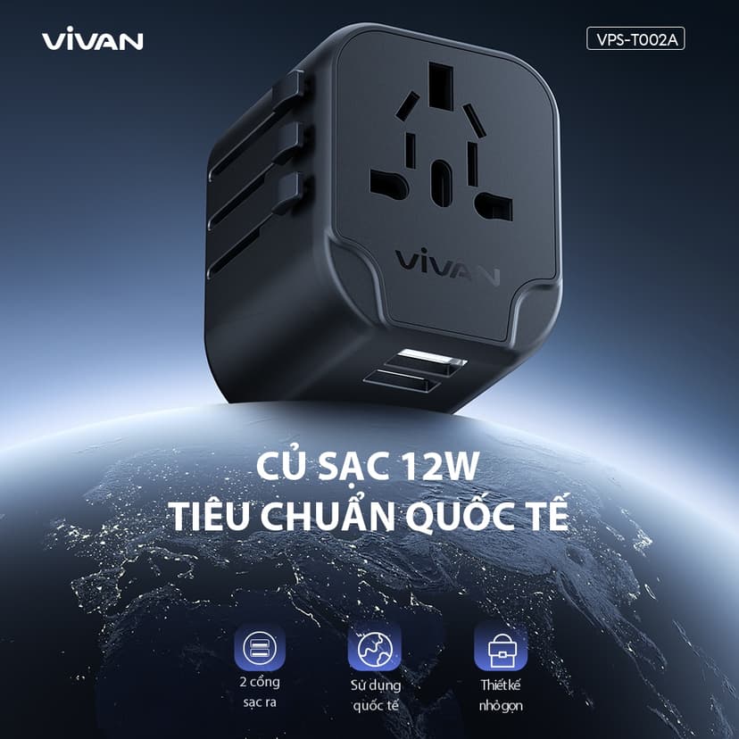Ảnh Bộ Chuyển Đổi Cổng Sạc Quốc Tế Công Suất 12W - Hàng chính hãng 1