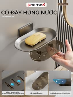 Thumbnail Kệ đựng xà phòng cục Enomax phòng tắm tiện lợi, chất liệu nhôm hàng không, bảo hành 10 năm (Eno 0174) 4