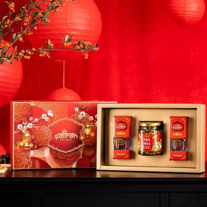 Ảnh Bộ quà tặng tết nhụy hoa nghệ tây Saffron Bahraman 2gr kèm trà hoa 3