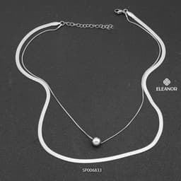 Thumbnail Dây chuyền layer nữ titan Eleanor Accessories sợi kép phối mặt bi tròn vòng cổ trơn phụ kiện trang sức 6833 1