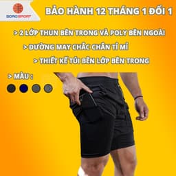Thumbnail Quần Chạy Bộ Nam Bảo Hành 12 Tháng Quần Thể Thao Nam 2 Lớp Polyester Thoáng Khí Có Túi Điện Thoại Cleacco 585 Boro Sport 1