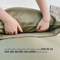 Thumbnail Bộ chăn ga lụa Tencel Cotton (Áo) Changmi Bedding 60S dày đặn, siêu mềm mượt và mát lạnh - Xanh Army 4