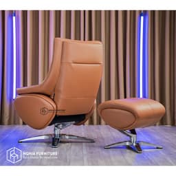 Thumbnail Ghế thư giãn Nghiafurniture Relaxing chair 03, Da bò tự nhiên, ngả ghế 160 độ, xoay 360 độ, bảo hành 3 năm 2