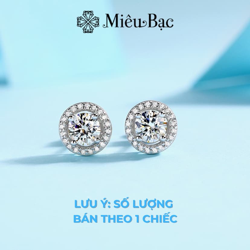 Ảnh Bông tai bạc nữ Miêu Bạc khuyên tai nam nữ tròn đính đá(1 chiếc)sang chảnh unisex phụ kiện thời trang trang sức nữ MB66 2