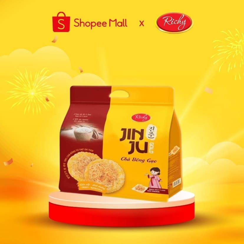 Ảnh Bánh Gạo JINJU Chà Bông hương vị Hàn Quốc Richy 168g 1