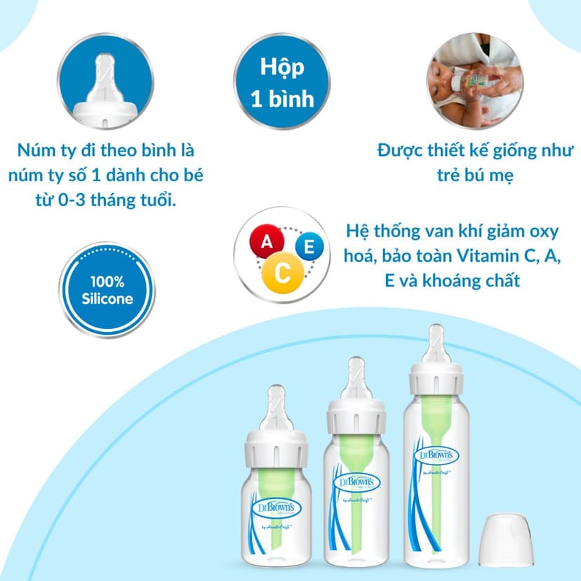 Ảnh Bình sữa Dr.Brown's cổ hẹp 120ml và 250ml nhựa PP Options Plus tách set 1