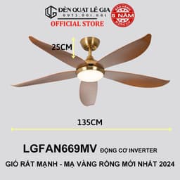 Thumbnail Quạt Trần Đèn Trang Trí Phòng Khách LÊ GIA LGFAN669G - Chiều Cao 25cm - Sải Cánh 135cm - Bảo Hành 5 Năm 1