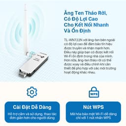 Thumbnail Bộ Chuyển Đổi USB Wifi TP-Link TL-WN722N Chuẩn N 150Mbps 3